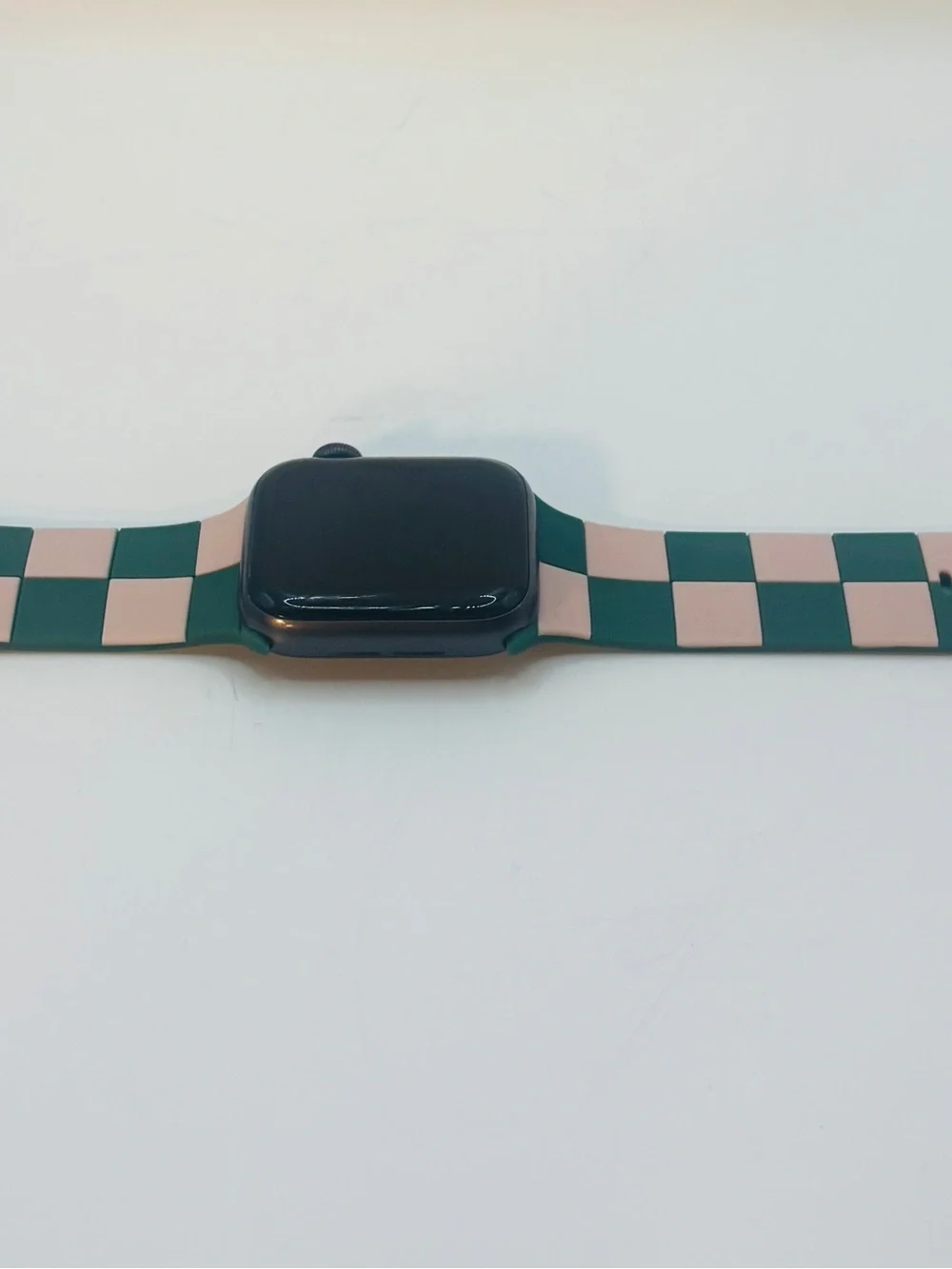 Apple Watch Band Green and Pink Checkerboard Silicone Strap